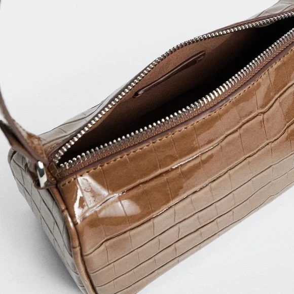 Mango Tan Crocodile-Embossed Shoulder Bag - Picture 2 of 4